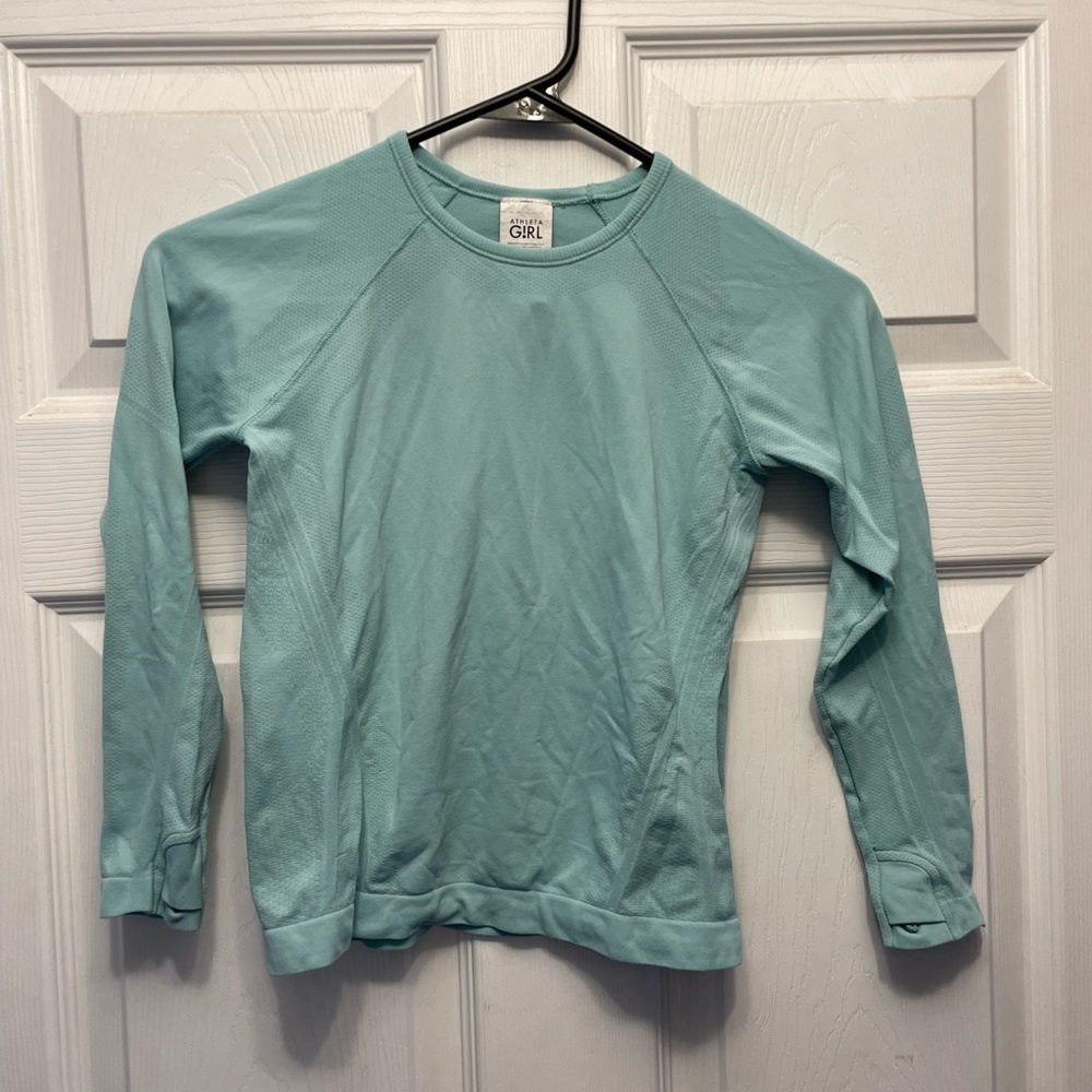 Athleta Teal Long Sleeve Kids Tee